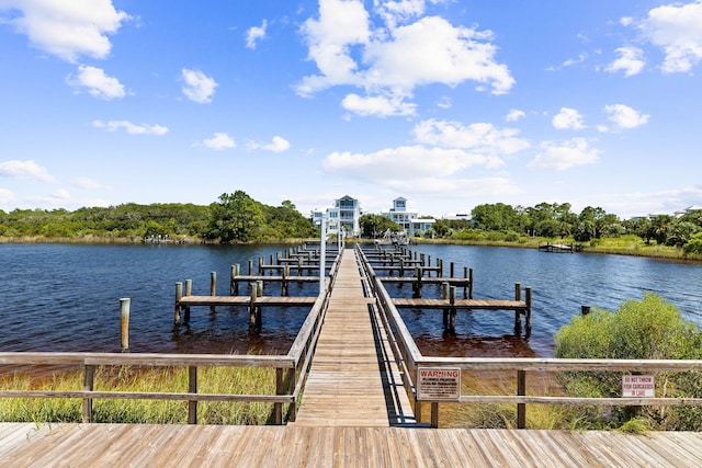 dock area featuring a water view