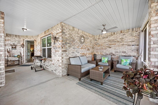 view of patio featuring outdoor lounge area and ceiling fan