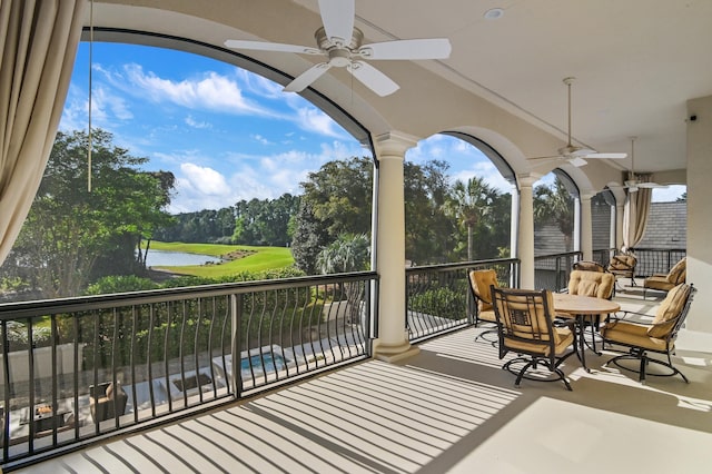 2940 Pine Valley Dr, Miramar Beach, FL 32550 - sunroom featuring a water view and golf course view