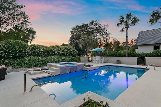 2940 Pine Valley Dr, Miramar Beach, FL 32550 - view of swimming pool with a fenced in pool, a patio area, fence, and an in ground hot tub