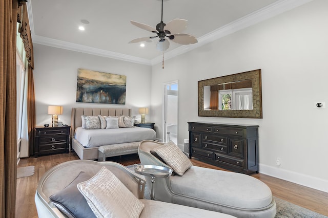 2940 Pine Valley Dr, Miramar Beach, FL 32550 - bedroom with recessed lighting, baseboards, ornamental molding, and wood finished floors