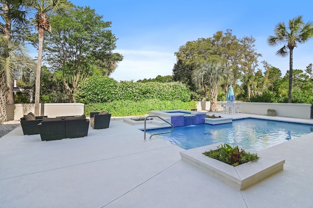 2940 Pine Valley Dr, Miramar Beach, FL 32550 - view of swimming pool with an outdoor hangout area, a patio area, and a pool with connected hot tub
