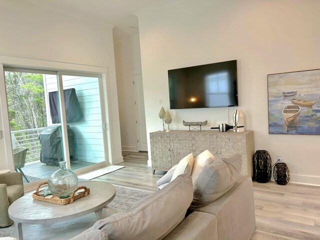 150 Grande Pointe Cir, Inlet Beach, FL 32461 - living room featuring wood finished floors and baseboards