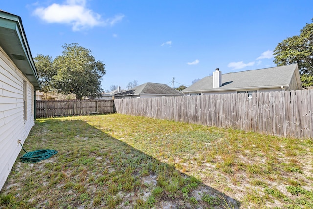 view of yard with a fenced backyard