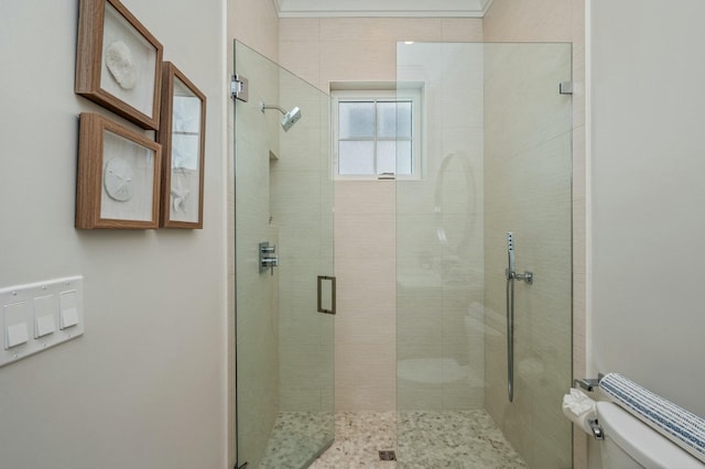 full bath with a stall shower and toilet