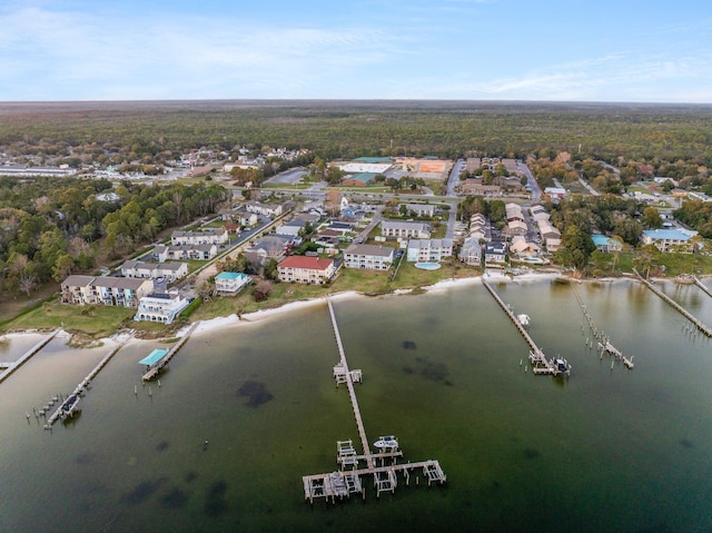 bird's eye view featuring a residential view and a water view