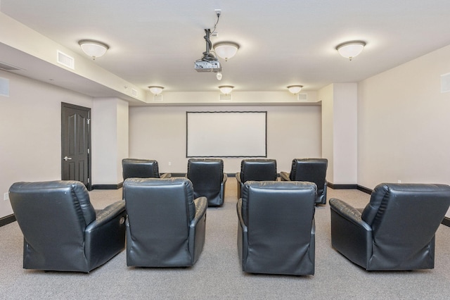 home theater featuring visible vents and baseboards