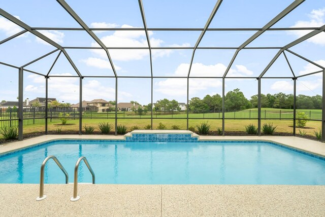 114 Golf Dr, Panama City Beach, FL 32408 - swimming pool with a lawn and a lanai