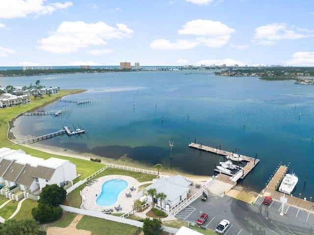 114 Golf Dr, Panama City Beach, FL 32408 - drone / aerial view of a nearby body of water and a pool