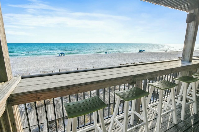 view of water feature featuring a view of the beach