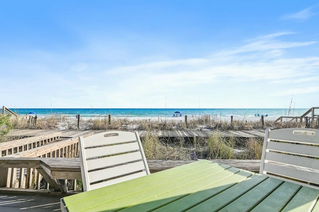 view of water feature featuring a view of the beach