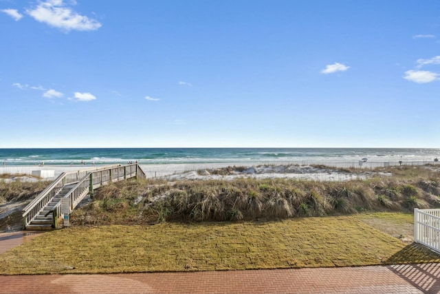 view of water feature featuring a view of the beach