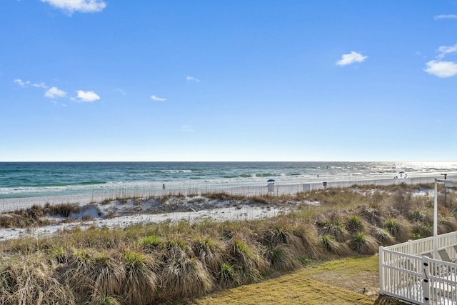 view of water feature featuring a beach view