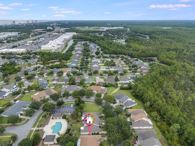 drone / aerial view with a residential view