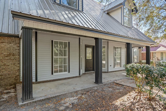 entrance to property with metal roof