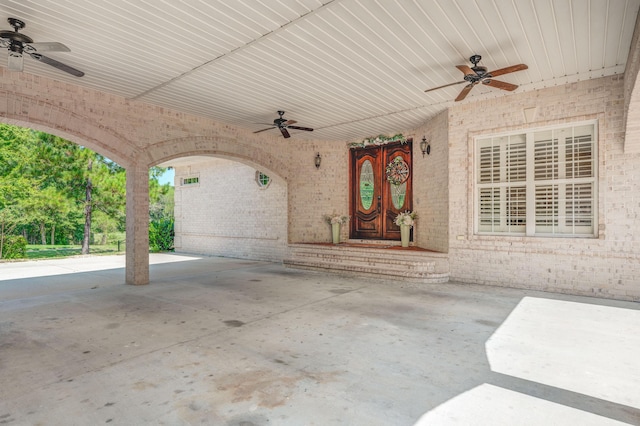 view of patio / terrace featuring a ceiling fan