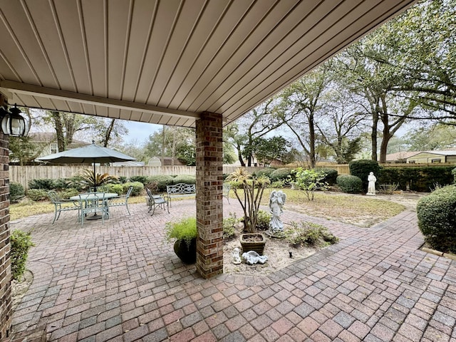 view of patio / terrace with outdoor dining space and a fenced backyard