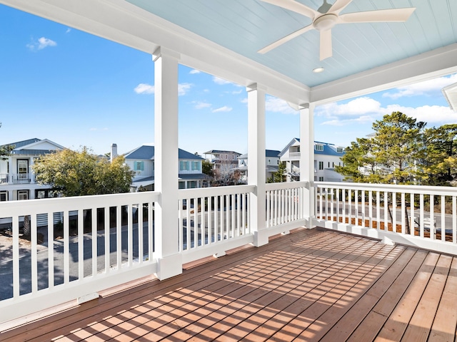 375 Morgans Trl, Santa Rosa Beach, FL 32459 - wooden deck featuring a residential view and a ceiling fan
