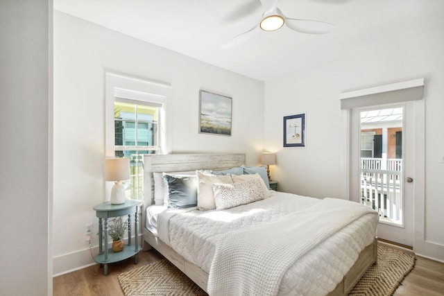 198 Somerset Bridge Rd Unit 120, Santa Rosa Beach, FL 32459 - bedroom with a ceiling fan, baseboards, and wood finished floors