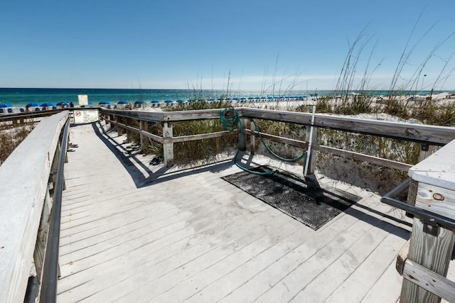 exterior space with a view of the beach and a water view