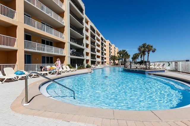 pool with a patio