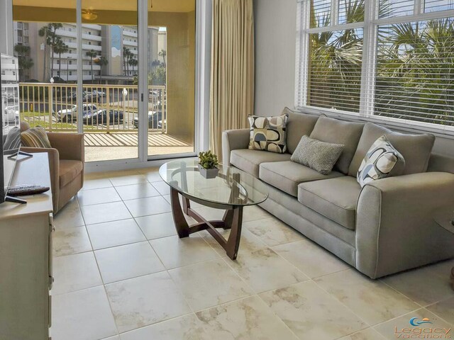 view of tiled living room