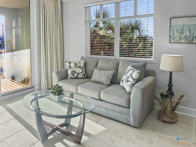 living area with baseboards