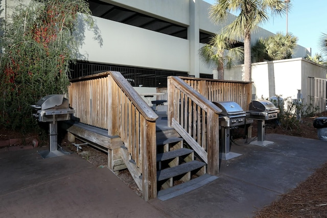 exterior space featuring a wooden deck