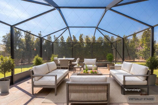 367 Brighton Cv, Freeport, FL 32439 - view of patio with outdoor lounge area, a lanai, and outdoor dining area