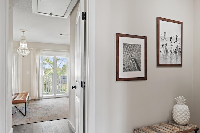 2381 W County Highway 30a Unit 8, Santa Rosa Beach, FL 32459 - hall with attic access and light wood-type flooring