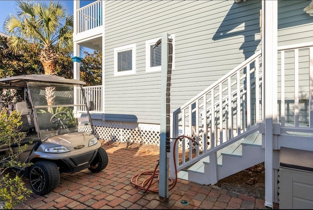 view of patio with stairway