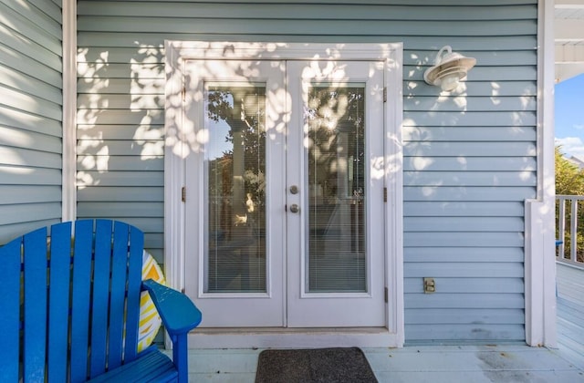entrance to property featuring french doors