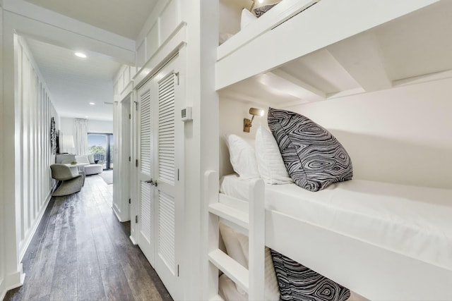 hallway featuring recessed lighting and wood finished floors