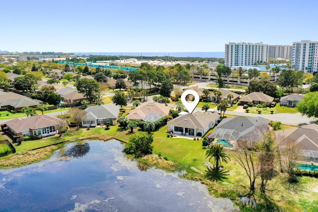 bird's eye view featuring a water view