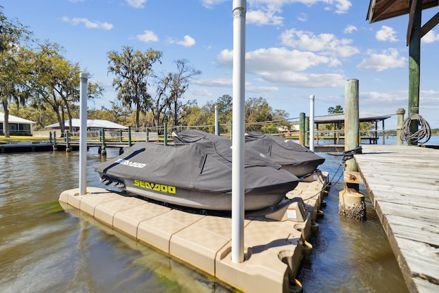 view of dock featuring a water view