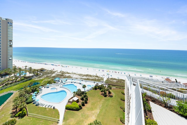 291 Scenic Gulf Dr Unit 1405, Miramar Beach, FL 32550 - drone / aerial view featuring a water view and a beach view