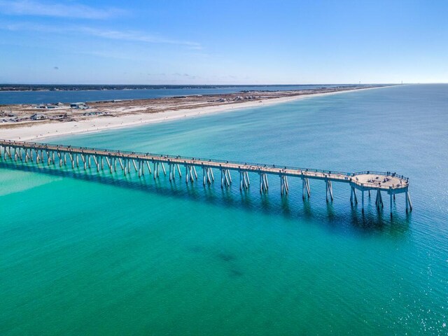 8575 Gulf Blvd Unit 1402, Navarre, FL 32566 - drone / aerial view featuring a water view and a beach view