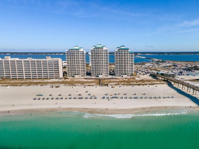 8575 Gulf Blvd Unit 1402, Navarre, FL 32566 - bird's eye view with a view of the beach, a water view, and a city view