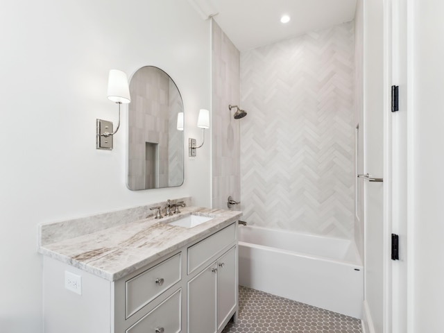 267 Tyler Dr, Santa Rosa Beach, FL 32459 - full bathroom featuring  shower combination, recessed lighting, tile patterned flooring, and vanity