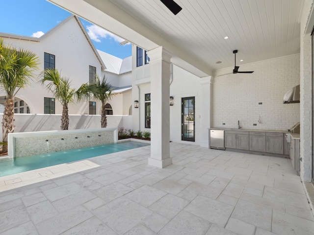 267 Tyler Dr, Santa Rosa Beach, FL 32459 - view of patio featuring a fenced backyard, an outdoor pool, and ceiling fan
