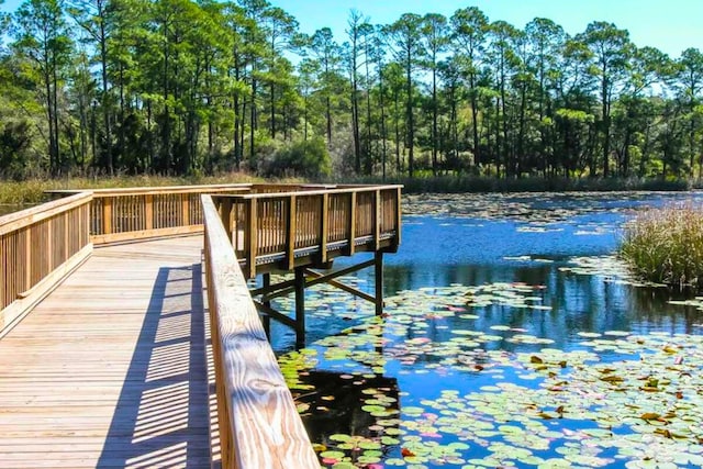 view of dock featuring a water view