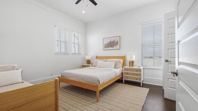 294 Gulfview Cir, Santa Rosa Beach, FL 32459 - bedroom with dark wood finished floors, recessed lighting, crown molding, and baseboards