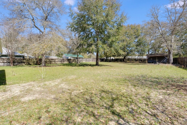 view of yard with a fenced backyard