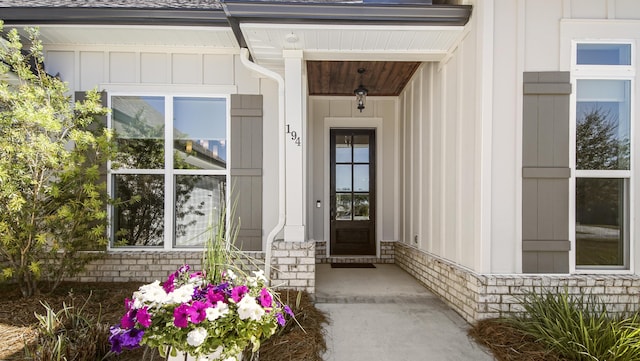 entrance to property with board and batten siding