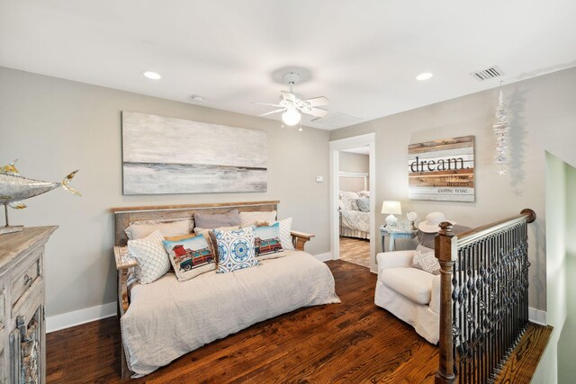 26 Classic Court Ln, Santa Rosa Beach, FL 32459 - bedroom with wood finished floors, baseboards, visible vents, and recessed lighting