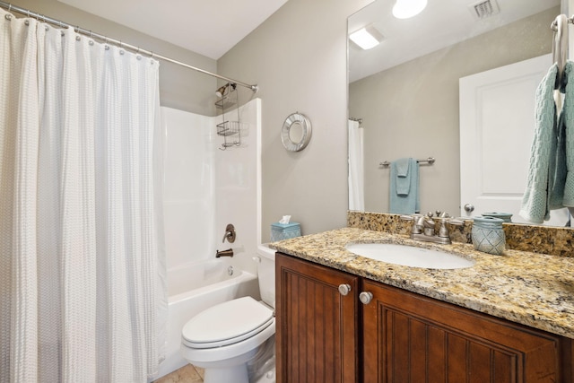 26 Classic Court Ln, Santa Rosa Beach, FL 32459 - full bathroom featuring toilet, shower / bathtub combination with curtain, vanity, and visible vents