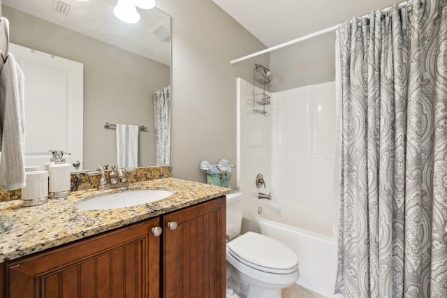 26 Classic Court Ln, Santa Rosa Beach, FL 32459 - bathroom featuring shower / bath combo, visible vents, toilet, and vanity