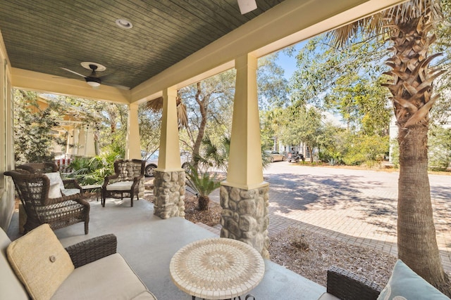 26 Classic Court Ln, Santa Rosa Beach, FL 32459 - view of patio featuring a ceiling fan and covered porch