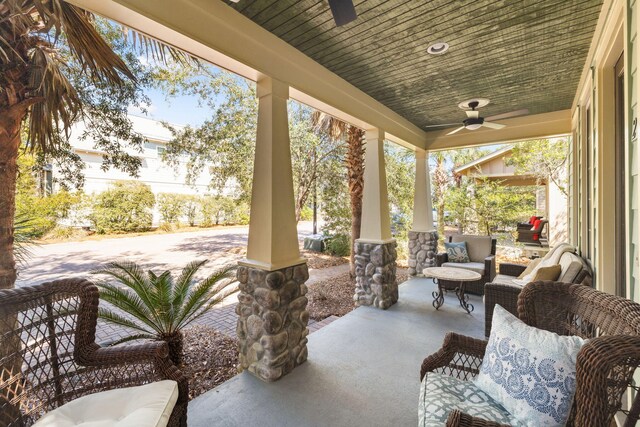 26 Classic Court Ln, Santa Rosa Beach, FL 32459 - view of patio with a porch and a ceiling fan