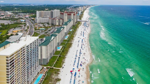 10519 Front Beach Rd Unit 1904B, Panama City Beach, FL 32407 - drone / aerial view with a water view, a view of city, and a view of the beach